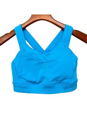 Lululemon Rack Pack Sports Bra Kayak Blue Cross Back Pullover Front Pocket Sz 2